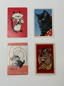 Vintage Menge 4 Kätzchen Katze Pussycat Tiger Einzeltausch Spielkarten PC3 - Bild 1 von 2