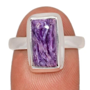 Natural Siberian Charoite 925 Sterling Silver Ring Jewelry s.8 CR74197 - Imagen 1 de 1
