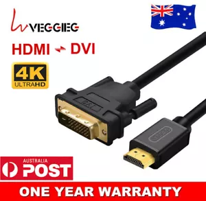 Original VEGGIEG HDMI to DVI Cable Cord 4K Ultra HD For HDTV PS3 XBOX 360 TV AU - Picture 1 of 8