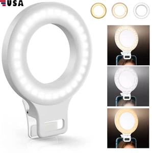 Selfie Ring Light Clip on Ring Light Touch Control Rechargeable 800mAh 60 LED US - Picture 1 of 11