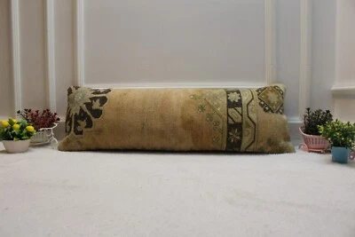 Handmade Patchwork Design Rug Pillow, 12x36 inc Long Lumbar Pillow Case, Home - Image 1 of 4