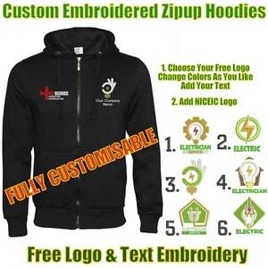 Maßgeschneiderter bestickter PERSONALISIERTER Vlies Hoodie ELEKTRIKER UNIFORM NICEIC LOGO - Bild 1 von 20