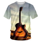 Popularna gitara muzyczna damska męska rekreacyjna koszulka z nadrukiem 3D krótki rękaw topy koszulka