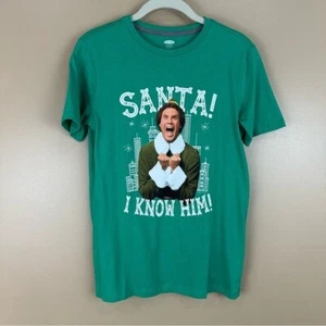 Old Navy Green Graphic Elf Santa Christmas T-Shirt Boys Girls Unisex XL - Picture 1 of 7