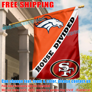 Denver Broncos vs San Francisco 49ers House Divided Flag Banner 28X40" NEW 2023