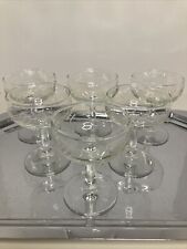 Vintage Champagne Glasses Mid Century Cocktail Coupes Etched Cut Barware Set~6