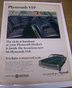 Anuncio original de revista VIP Plymouth 1966 - tienes un asiento reservado - Imagen 1 de 1