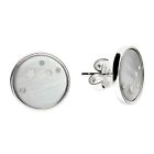 Mother Of Pearl Star Disc Stud Earring Sterling Silver