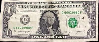 2021 $1 FRN Birthday Note June 6, 1998 (6/6/1998) Serial # D66019980F - Image 1 of 4