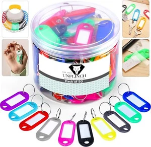 50 Pack Key-chain Tags Assorted Labels Metal Ring Durable Reusable Container - Picture 1 of 7