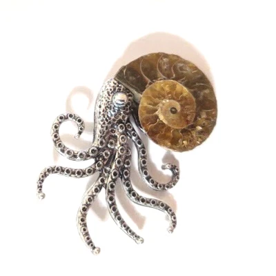 Broche prendedor Cthulhu Kraken bruja amonita mágico raíz gótica chakra espiral joyería Foto 1 de 3