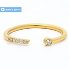0.08 Ct Natural Diamond Cuff Band Engagement Ring For Girls 14k Yellow Gold