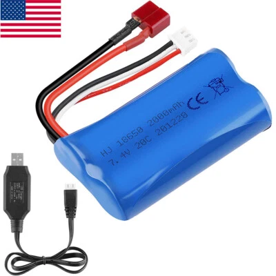 7.4V 2000mAh 2S Lipo Battery 20C Deans T Plug with USB Charger for RC Car Truck - Image 1 of 4