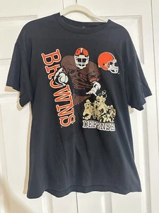Vintage 1990’s Cleveland Browns Defense Trench Shirt Sleeve Shirt Size XL - Picture 1 of 7