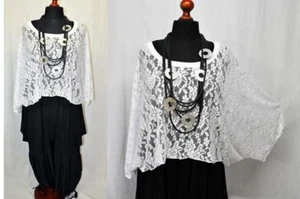 Lagenlook BIG Throw Over Elegant Lace WHITE 46,48,50,52,54,56,XXL,XXXL,XXXXL - Picture 1 of 4