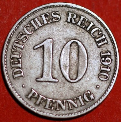 1910 E Germany Empire 10 Pfennig Wilhelm II KM# 12 - Image 1 of 2