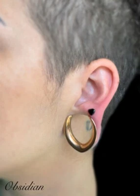 Pendientes Obisidiana Negra Cristales Acero Quirúrgico Orejas Sensativas Foto 1 de 4