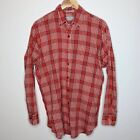 Vintage Wedgefield Button Down Plaid Sheer Light Weight Red White Blue Men's L