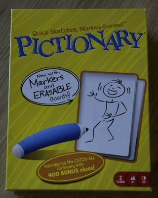 Pictionary Quick Sketches Hilarious Guesses Wipe Clean Boards Mattel - Image 1 of 4