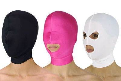 Dehnbare Kopfmaske Stoff Maske ohne Öffnungen geschlossen Pink Schwarz Weiß