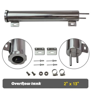 2x13 inch 20OZ Aluminum Overflow Tank & Mount Bracket Universal for Most hot rod - Picture 1 of 9
