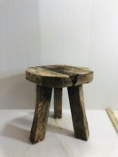 Vintage elm three leg Milking stool by Wanderwood rustic  as is