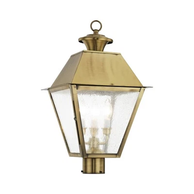 Livex Lighting 2169 Brass Mansfield 3-Light 20"H Outdoor Post Light - Image 1 of 4