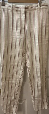 Pantalones de vestir Sandro para mujer a rayas marfil talla 34 mezcla de lino/algodón Foto 1 de 4
