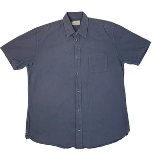 Marine Lagenlook Hemd Herren M blau/grau Knopfleiste Kurzarm Chambray Freizeit Tasche - Bild 1 von 6