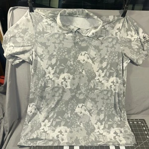 Puma Tournament Edition Golf Polo Men's Size XL Floral Pattern Quarry Grey - Picture 1 of 4