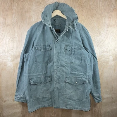 VINTAGE 50s MEN’S USAF COTTON SATEEN HOODED JACKET SAGE GREEN SIZE LARGE - Image 1 of 4