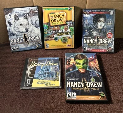 Lote de cinco juegos de ordenador Nancy Drew misteriosos Foto 1 de 4