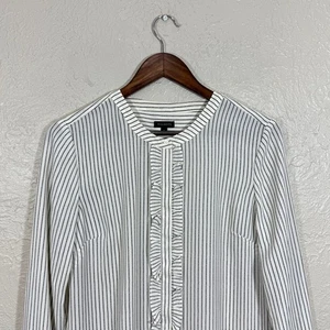 Talbots Blouse Top Small Ruffled Button Geometric Minimalist Quiet Luxury Career - Picture 1 of 11