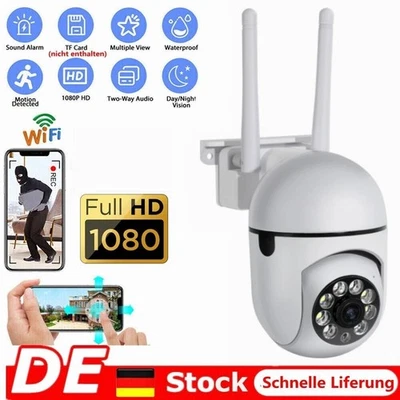 360° 1080P HD FUNK WLAN WIFI IP NETZWERK CAMERA AUßEN ÜBERWACHUNGSKAMERA - Bild 1 von 4