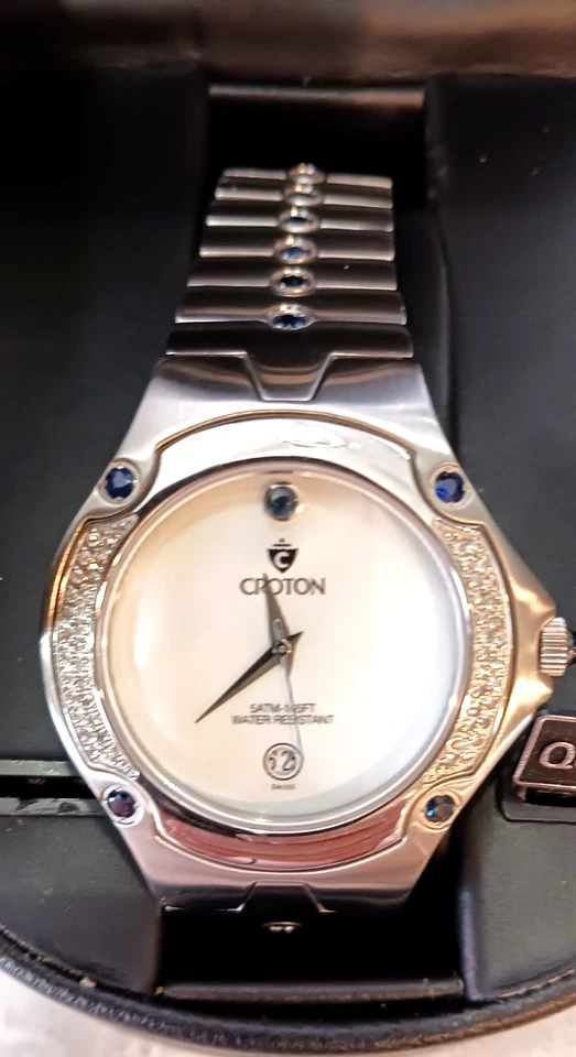 RELOJ CROTON Diamantes y Zafiro Azul Cuarzo Suizo Mujer’s Foto 1 de 1