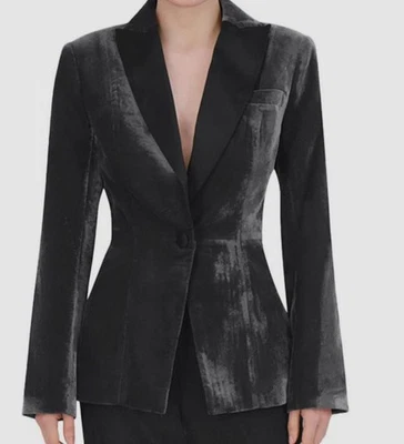 Blazer BCBGMAXAZRIA Mujer Púrpura Terciopelo Abrigo Deportivo Esmoquin Traje Chaqueta Talla 0 Foto 1 de 3
