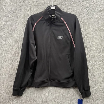 Chaqueta deportiva Reebok vintage para hombre XL negra cremallera completa calentamiento Y2K de colección stock muerto nueva en stock Foto 1 de 4