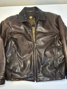 Marc New York Leather Motorcycle Jacket Men's Med Brown Zip Front Distressed - Picture 1 of 15