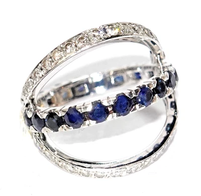 Ring Weißgold Memory Klappring Diamanten 0,54 Saphire 1,20 ct. 750  Gr.54/17,2mm - Bild 1 von 4