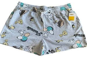 Peanuts Snoopy Woodstock Shorts XXL Gray Drawstring Sleep Lounge Cotton Blend - Picture 1 of 5