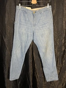 $900 Gucci Light Blue Denim Cotton Chino Pants Size US 32x30 Made in Italy - Picture 1 of 7