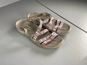 Skechers Reggae Sandals Womens Size 7 Taupe Multi Strappy Walking - Picture 1 of 7