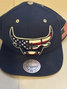 Mitchell & Ness Chicago Bulls Hat Cap Hat Stars & Stripes Navy Blue Snapback NBA - Picture 1 of 7