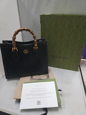 Bolso Bandolera Gucci Diana Pequeño Cuero Negro Aso Bambú ¡con Caja! Foto 1 de 4