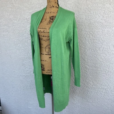 Cárdigan plumero largo ANN TAYLOR para mujer talla mediana mangas largas verde Foto 1 de 4