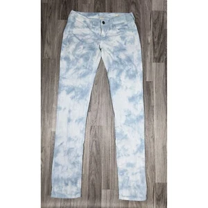 Arizona Jean Co Juniors Size 3 Super Skinny White Blue Tie Dye Denim Jeans - Picture 1 of 11