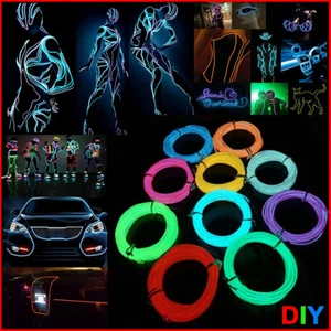 Halloween Xmas Dance Party Car DIY Neon LED Light Glow EL Wire String Strip Rope - Picture 1 of 32