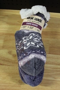 Calcetines de cabina forrados de felpa de chenilla difusa Muk Luks para mujer-2 Pr-Lt Ameth/Púrpura-S/M - Imagen 1 de 3