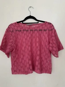 Bright Pink Lace Crop Top. - Picture 1 of 3