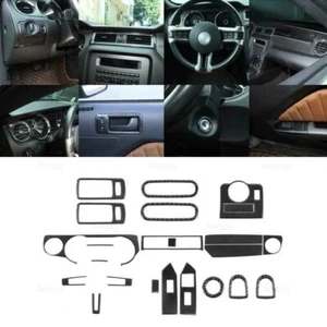 For Ford Mustang 2010-2014 Carbon Fiber Interior Controle Full Set Cover Trim - Foto 1 di 12